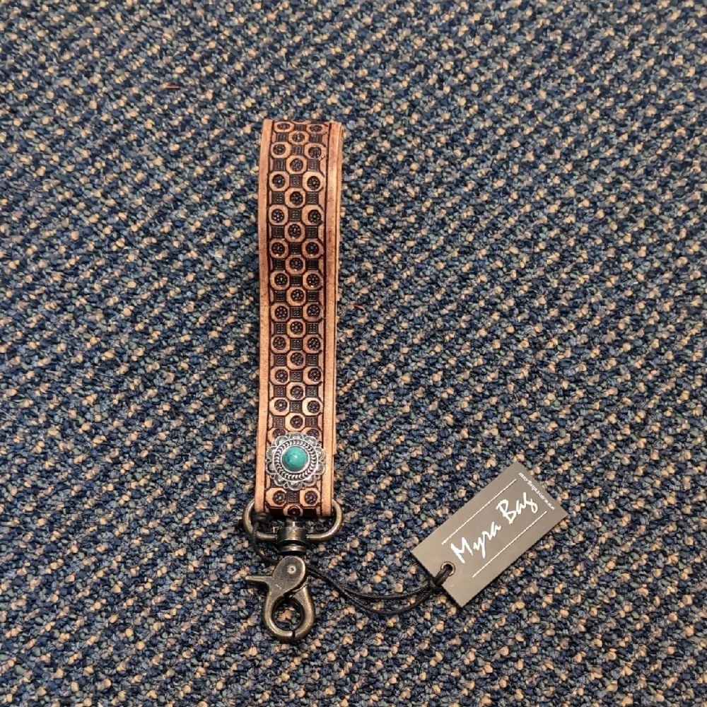 NWT Myra Bag Brown and Black Patterned Key Fob